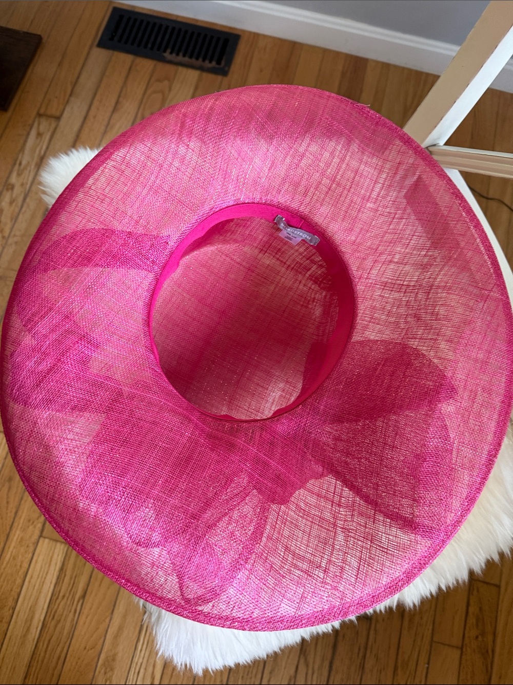 Nordstrom Bright Pink Wide-Brim Sinamay Hat with Bow Accent - Picture 3 of 4